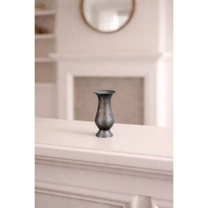 Vintage Etched Pewter Bud Vase Floral Design Small Metal Vase